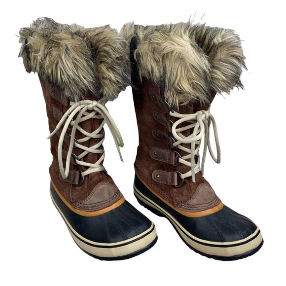 Sorel Women's Joan of Arctic Brown Leather Winter Boots Size US 7 - Picture 6 of 9